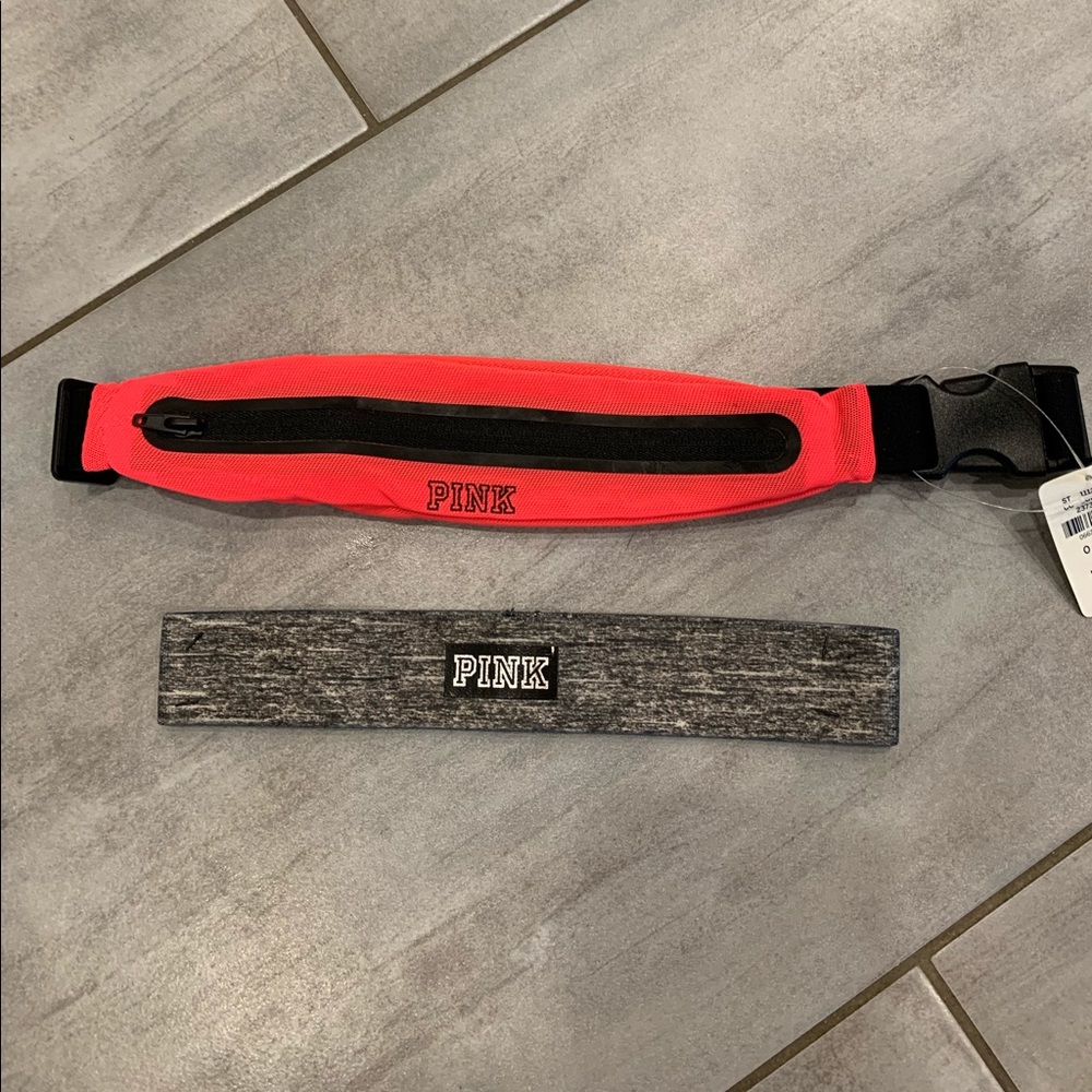 Pink- workout headband and mini belt bag NWT